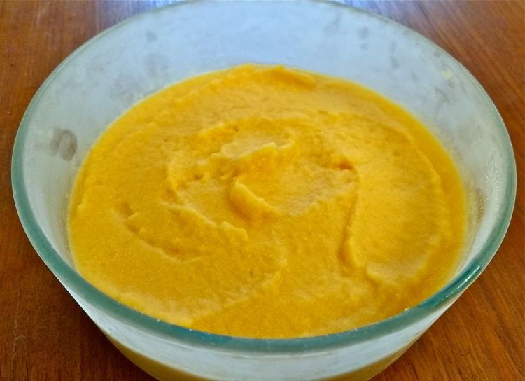 Freezer bowl of Nectarine Sherbet